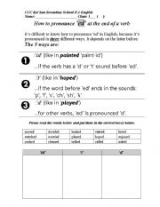 English Worksheet: ed pronunciation