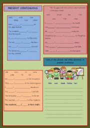English Worksheet: present continuous affirmative elementary