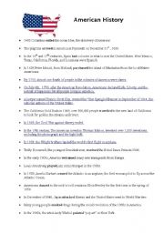 English Worksheet: American History FUN FACTS