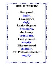 English Worksheet: Adverb Poetry