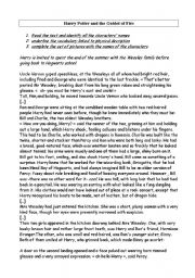 English Worksheet: Comprhension crite Harry Potter and the Goblet of Fire