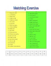 English worksheet: Matching Exercise