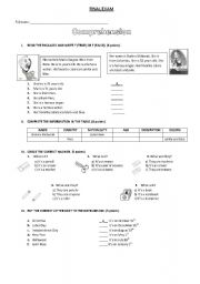 English Worksheet: comprehension text