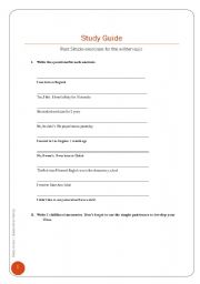English worksheet: Study Guide Past Simple