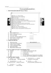 English worksheet: comprehension text and vocabulary