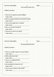 English worksheet: life lines test