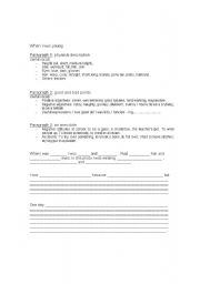 English Worksheet:  When I was young