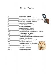 English Worksheet: Do ro Does