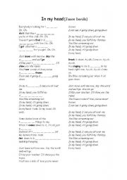 English Worksheet: In My Head (Jason Derulo)