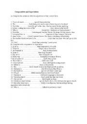 English Worksheet: superlatives and comparatives