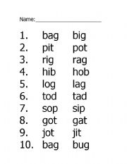 English worksheet: Medial Short Vowel Sound Choice: a, i, o, u