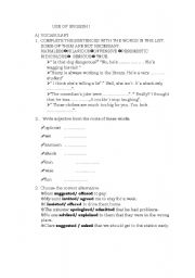 English Worksheet: USE OF ENGLISH: VOCABULARY 