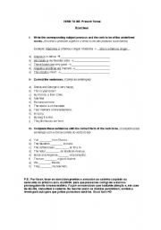 English worksheet: Verb to be Exercises