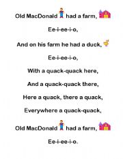 English Worksheet: Old MacDonald Had A Farm