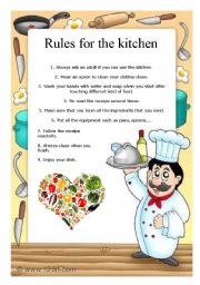 English Worksheet: Rules for the kitchen