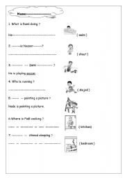 English worksheet: present continuous