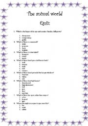 English worksheet: Animal quiz