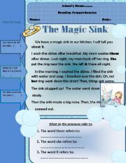 English Worksheet: THE MAGIC SINK( RE UPLOADED)