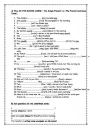 English Worksheet: simple present & present continuous tenses