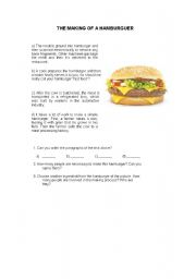 English Worksheet: the making of a hamburger