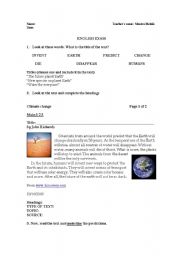 English Worksheet: the future of the earth