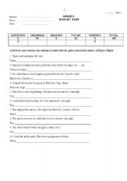 English worksheet: Quiz for elementary level