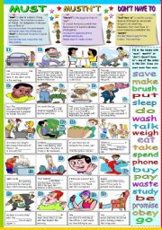 Must Mustn T Don T Have To B W Version Key Included Esl Worksheet By Katiana