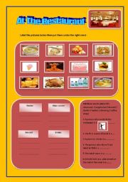 English Worksheet: At The Restaurant