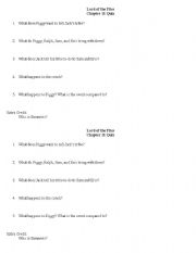 English Worksheet: Lord of the Flies Chapter 11 Quiz