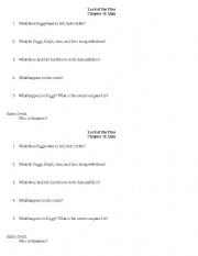 English worksheet: Lord of the Flies Chapter 11 Quiz