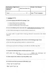 English Worksheet: mid term three test for bac (with tape script)