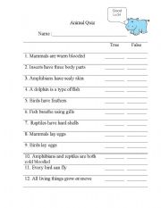 English worksheet: Animal Quiz