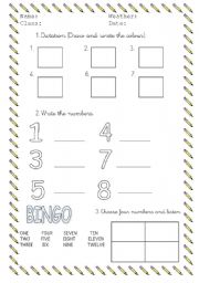 English Worksheet: COLOURS AND NUMBERS