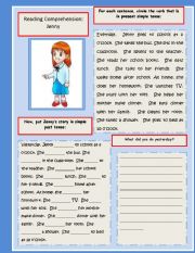 English Worksheet: Reading and Writing Exercise: Present Simple and Past Tense