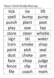 Verb - Noun Double Meaning game