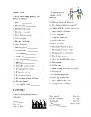 English Worksheet: GREETINGS AND FAREWELLS