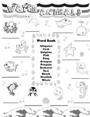 English Worksheet: Water Animals