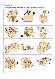 English Worksheet: Look at the pictures and write the correct name of preposition