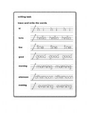 English worksheet: writing greeting task