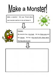English Worksheet: Make a Monster!