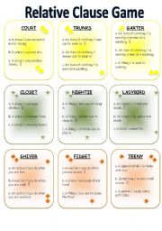 English Worksheet: Defining Relative Clause Game