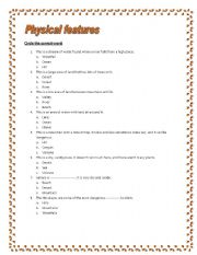 English worksheet: Physical Features