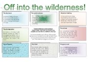 English Worksheet: Off into the wilderness! A role play game 