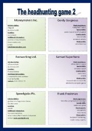 The headhunting game 2 - Role play about job interviews