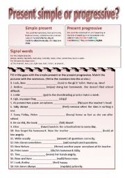 English Worksheet: Simple present or progressive