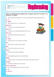 English Worksheet: rephrasing