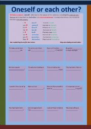 English Worksheet: Oneself or each other?