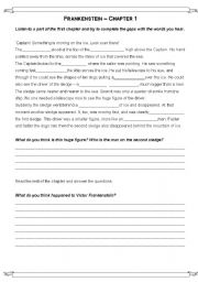 English Worksheet: Frankenstein - Chapter 1