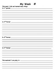 English Worksheet: English My Week Writing