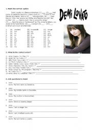 English worksheet: Demi Lovato